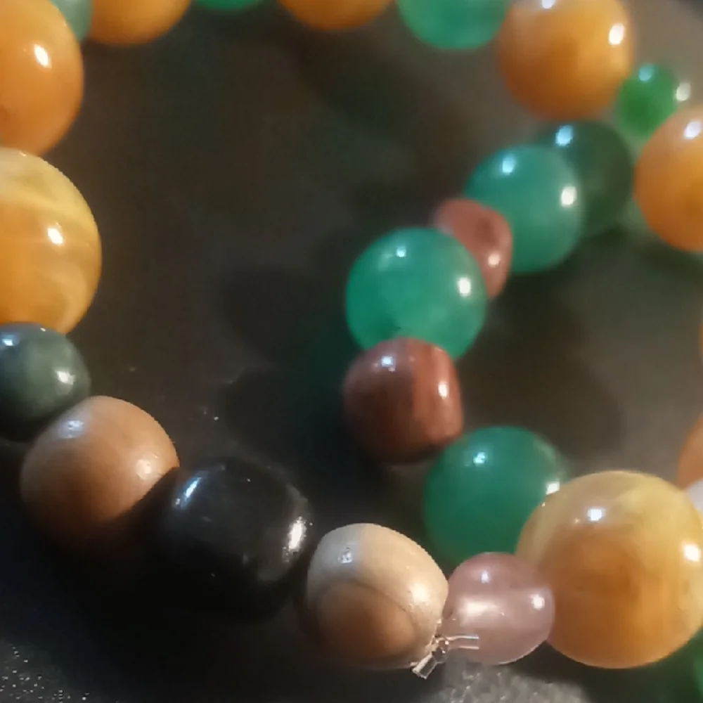 Green and Gold Jewelry Beaded Bracelet Set